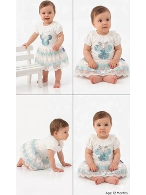 Pekmini Bebe 9/18 Ay Payet Baskılı Etekli Bebek Takımı