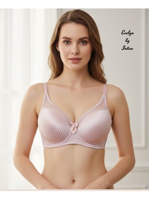Intive Lingerie Evelyn Parlak Saten Çizgi Detaylı C Cup Balenli Desteksiz Önü Tül Detaylı Şık Sütyen