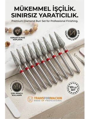 SHC4200 10'lu Hassas Elmas Freze Ucu - Kuru Manikür Tırnak Hobi Gravür Seti 266/ 040R 723101