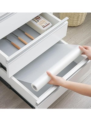 (45CM x 10METRE) Şeffaf Kaymaz Dolap Içi Çekmece Raf Örtüsü Çekmece Astarı Raf Astarı