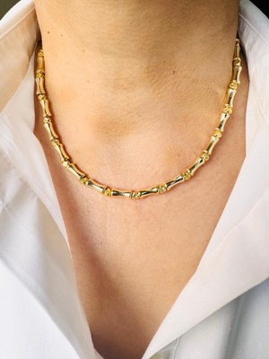 Devi Fashion Kemik Kombin Gold Kolye 43 cm