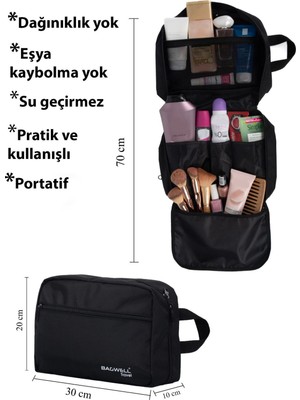 PremiumPort Pratik Seyahat Valiz Düzenleyici, Bakım ve Makyaj Çantası Seti