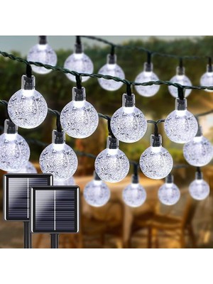 Enerjili Dize Işıklar Su Geçirmez, 7 M /50 LED 8 Mod Kristal Küre Veranda Için, Bahçe Güneş Küresi Peri Işıklar, Düğün Açık Hava Noel Parti Dekorasyonu Için Güneş Bahçe Işıkları