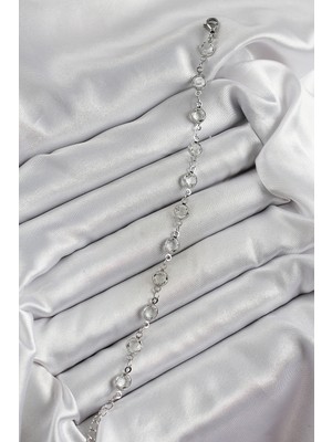 Youday Accessories Pirinç Gümüş Renk Zirkon Taşlı Bileklik