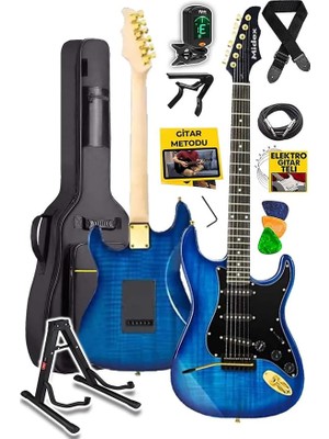 GLC-40BL Profesyonel Elektro Gitar Mavi (Stand Gigbag Askı Capo Tuner Pena Kablo Yedek Tel)