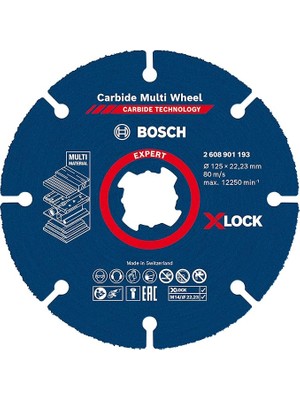 Professional 1x Expert Carbide Multi Wheel X-Lock Kesici Diskler (Sert Ahşap, Çivili Ahşap, Plastik, Alçıpan Panel, Ø 125 Mm, Aksesuar Küçük Avuç Taşlama Makinesi)