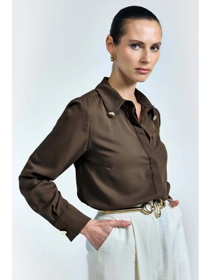 Sateen Lucy Gömlek - Kahve