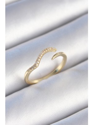 Youday Accessories Pirinç Gold Renk Zirkon Taşlı Kadın Yüzük