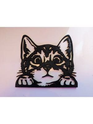 Generic Nokta Labs 14 cm Dev Boy Kedi Şablon Magnet - Modern Line-Art Mutfak Dekoru