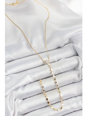 Youday Accessories Pirinç Zirkon Taşlı Yıldız Figürlü Y Model Gold Renk Kadın Kolye