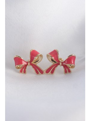 Youday Accessories Pirinç Pembe Renk Fiyonk Küpe