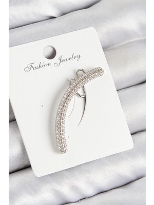 Youday Accessories Pirinç Zirkon Taşlı Model Gümüş Renk Sağ Kıkırdak Küpe