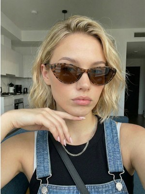Funeyes Carat Cat Eye Gözlük (Küçük Gözlüktür) Leopar Popüler Küçük Tasarım Kadınlar İçin Şık Seçim