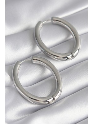 Youday Accessories Pirinç Gümüş Renk Halka Model Kadın Küpe