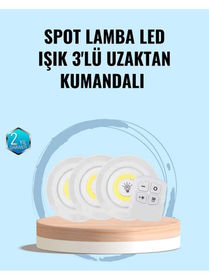 Urfakent Ev Ofis Kamp Için Uygun Uzaktan Kumandalı Yapışkanlı Kablosuz LED Spot Lambalar