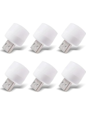 LED Küçük Beyaz Işık, USB Mini LED Lamba, Koridor, Tuvalet, Oturma Odası, Çocuk Odası Için Rehber Gece Aydınlatma Işığı (6 Adet)