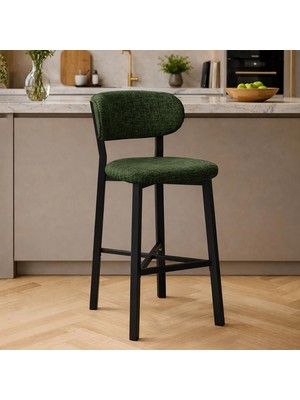 Lumodi Mobilya Luna Prime Bar Sandalyesi 65 cm Keten Kumaş Metal Ayaklı Mutfak Ada Sandalyesi