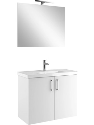 Kale Noah 80 cm Beyaz Kapaklı Alt Dolap + Lavabo +Ayna