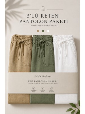 Damga 3 Adet Erkek Premium Yazlık Jogger Keten Pantolon