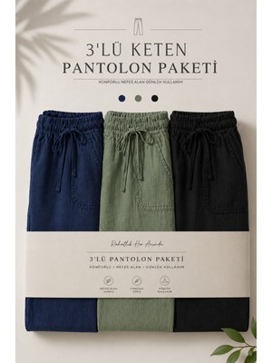 Damga 3 Adet Erkek Premium Yazlık Jogger Keten Pantolon