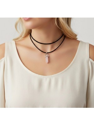 My Balli Store Doğal Taş Pembe Kolye -  Karanlıkta Parlar