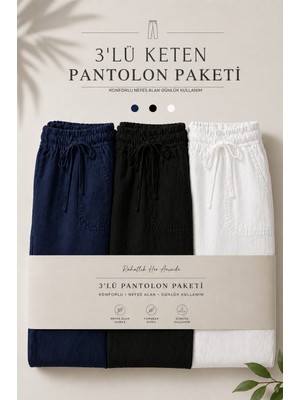 Damga 3 Adet Erkek Premium Yazlık Jogger Keten Pantolon