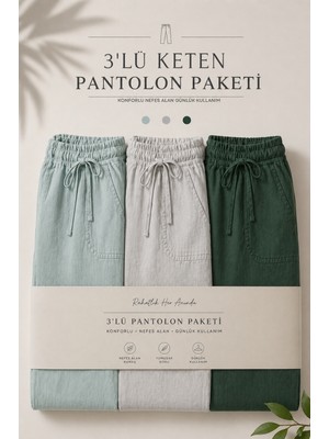 Damga 3 Adet Erkek Premium Yazlık Jogger Keten Pantolon