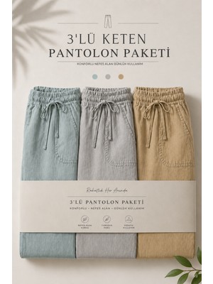 Damga 3 Adet Erkek Premium Yazlık Jogger Keten Pantolon