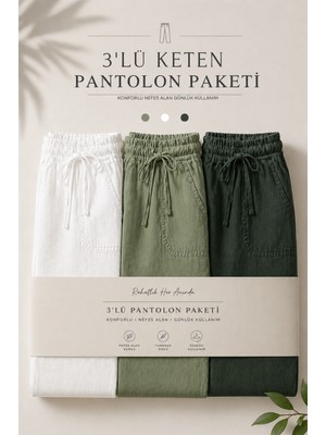 Damga 3 Adet Erkek Premium Yazlık Jogger Keten Pantolon