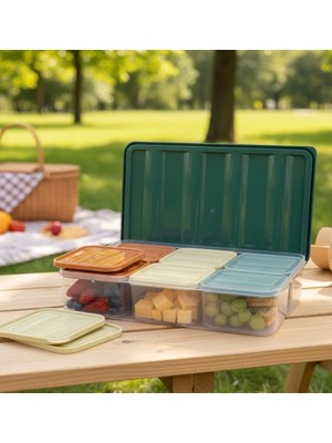 Aşkana 6 Bölmeli Kahvaltılık-Buzdolabı Düzenleyici Seti 7 Parça 3,5 Lt + 6X350 ml Şeffaf Bpa Free Kapaklı Saklama Kabı Organizer