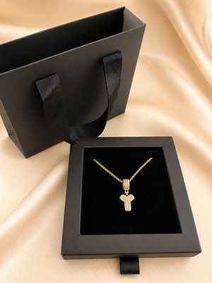 Ascera Y Harf Kolye – Zirkon Taşlı Gold Çelik Harf Kolye | Premium Hediye Kutulu Kadın Kolye-Doğum günü özel gün hediyelik