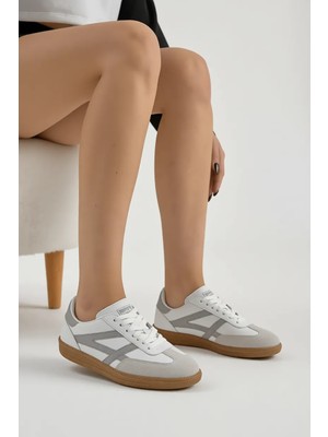 Tonny Black Unisex Spor Ayakkabı Beyaz Gri Termo Tabanlı Bağcıklı Model Kadınlar İçin Rahatlık