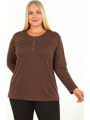 Döne Gözübek Kadın Giyim Uzun Kollu Mevsimlik Anne Penyesi Düğme Detaylı Bluz