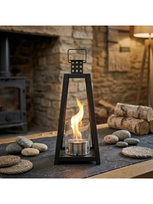 Starfire Bio Lantern S Siyah Taşınabilir Bioethanol Şömine – Dumansız, Kokusuz