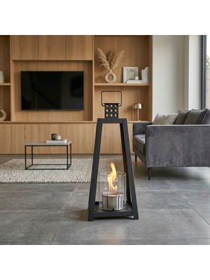 Starfire Bio Lantern L Siyah Taşınabilir Bioethanol Şömine – Dumansız, Kokusuz