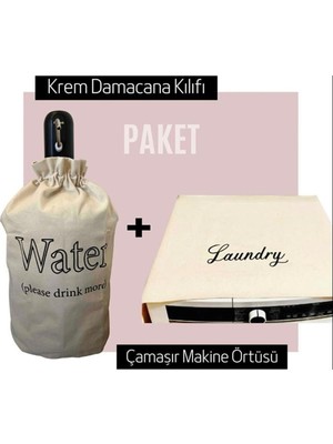 PremiumPort Pratik Krem Damacana Kılıfı ve Çamaşır Makinesi Örtüsü Seti