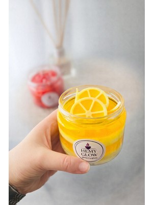 Handanca Özel Seri El Yapımı Limon Dilimli Katmanlı Dekoratif Jel Mum