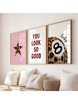 Handanca 3'lü Leopar Motif Estetik Duvar Dekor Çerçevesiz Poster