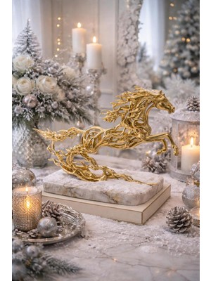 Handanca Tasarım Hafif Rüzgarda Koşan At Figürü Obje Biblo Ev Ofis Dekorasyon