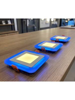 Cnl Kare Sıva Altı LED Spot Aydınlatma 6 Watt Çift Renk 3 Kademe Mavi Günışığı Gece Lambası Armatür
