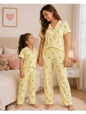 Arn Homewear Limon Desenli Anne Kız Çok Kombini Pijama Takımı ( Bir Ürün Fiyatıdır)