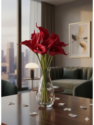 Handanca 1 Adet 8li Kırmızı Islak Gala Ev Vazo Dekor Gelin Süsü