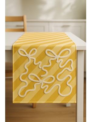 Handanca Runner - Punch Nakışlı Runner - 40*140 cm - Sarı Fiyonk - PNR001