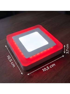Cnl Kare Sıva Üstü LED Spot Armatür 6 Watt Çift Renk Üç Kademe Kırmızı Beyaz Gece Lambası