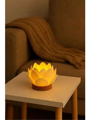 Handanca Lotus Çiçeği Tasarımlı Dekoratif Plastik LED Mumluk Tealight - Sıcak ve Zarif Işık