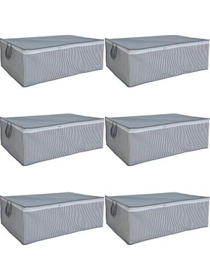 CetKing 6 Adet Hurç Seti Büyük Boy Baza Altı Çekyat Düzenleyeci Çeyiz Bohçası 64 x 45 x 22 (6, Çizgili, 64 x 45 x 22)