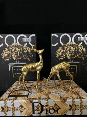 Handanca Dekoratif 2'li Pirinç Döküm Ceylan Obje