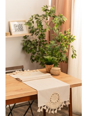 Handanca Yelpaze Dantelli Püsküllü Runner