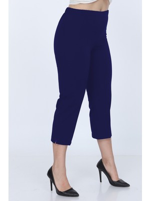 Gül Moda Lacivert Kumaş Kapri Büyük Beden G010