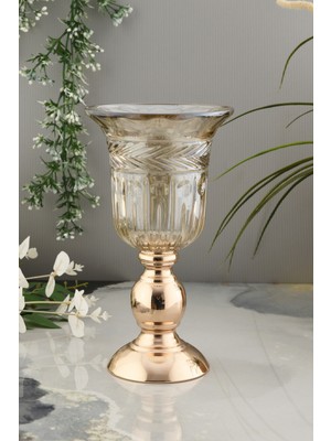 Handanca Sam Minimal Desenli Cam Dekoratif Vazo Sarı